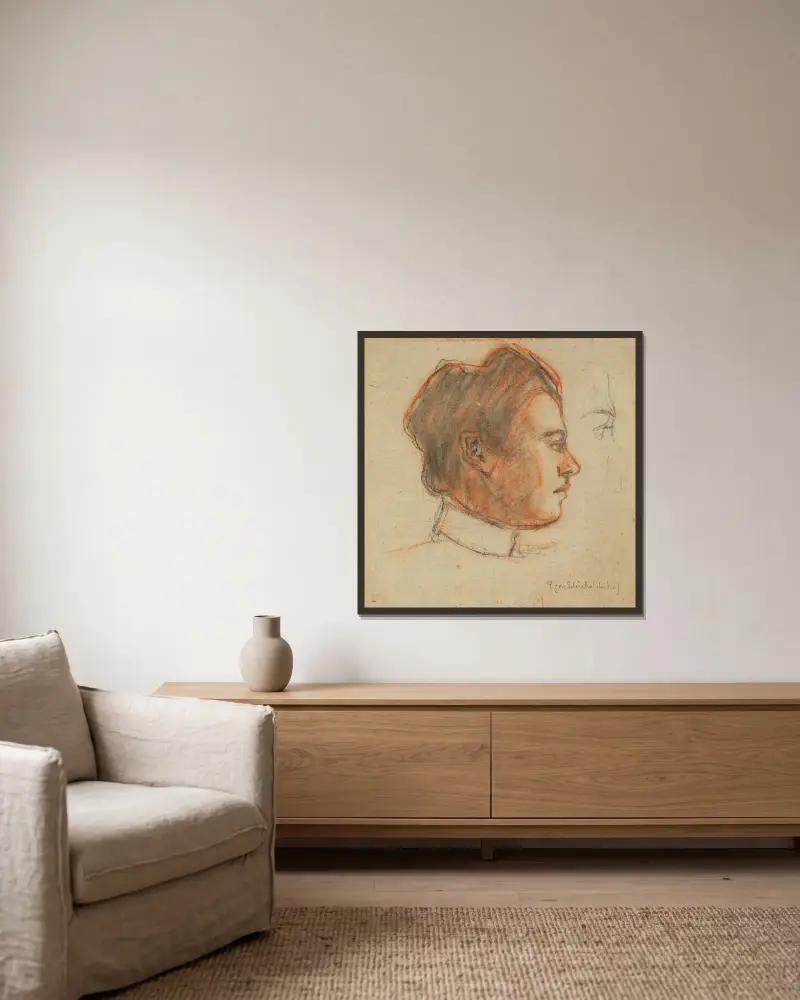 Krumauer Verwandter des Künstlers av Egon Schiele inramad på en vägg