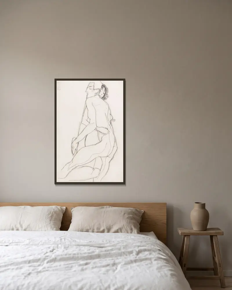 Kochankowie, 1913, Egon Schiele w ramie na ścianie