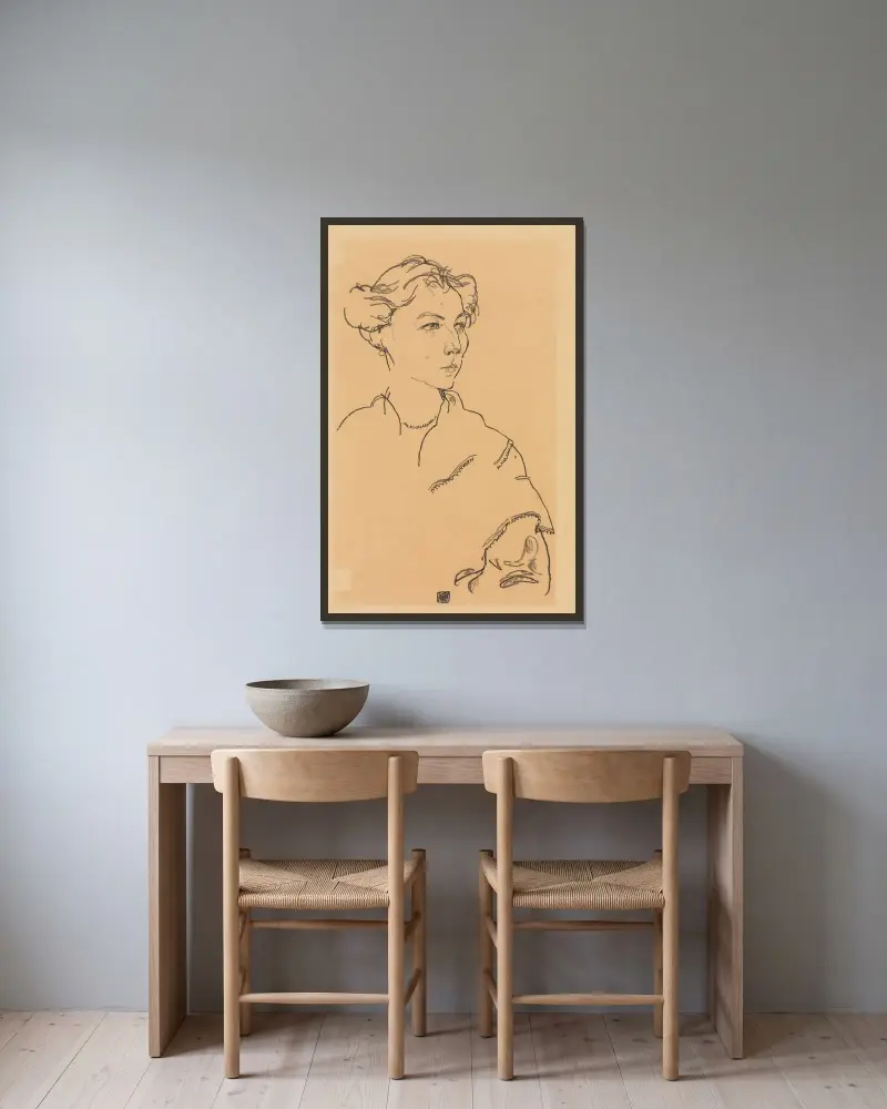 Lilly Steiner von Egon Schiele gerahmt an einer Wand