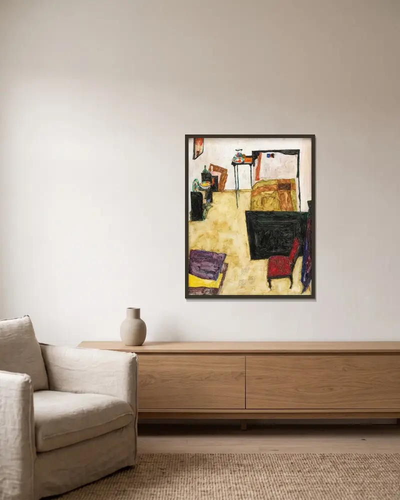 Mój salon (Pokój artysty w Neulengbach), Egon Schiele w ramie na ścianie