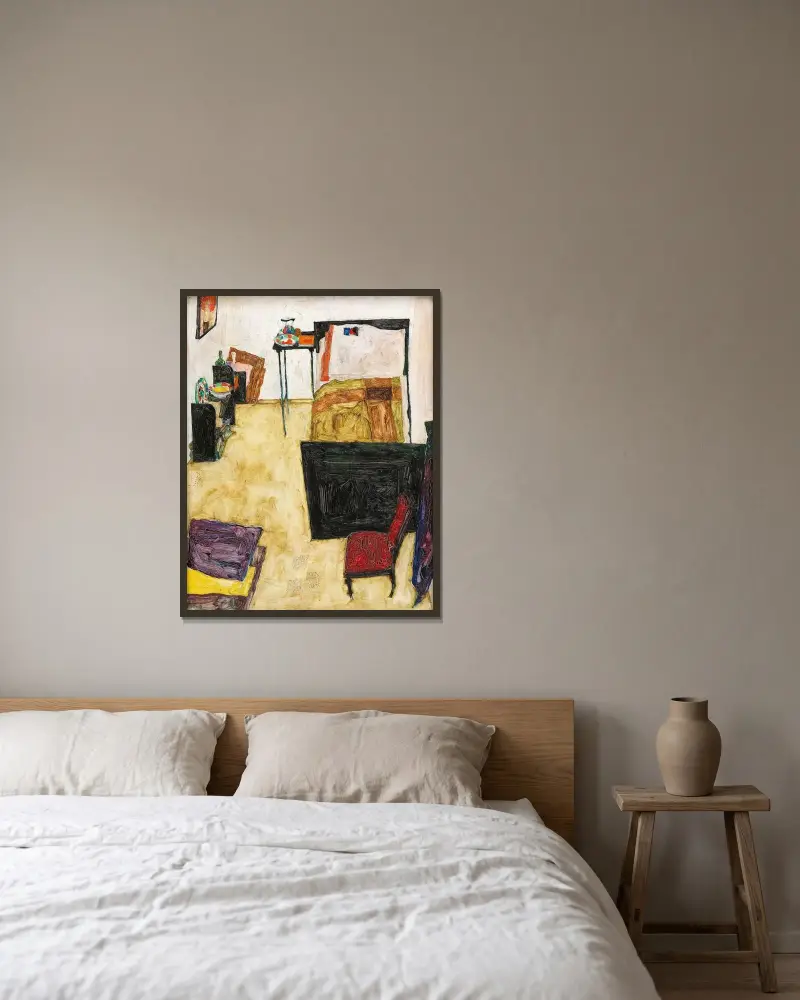 Mój salon (Pokój artysty w Neulengbach), Egon Schiele w ramie na ścianie