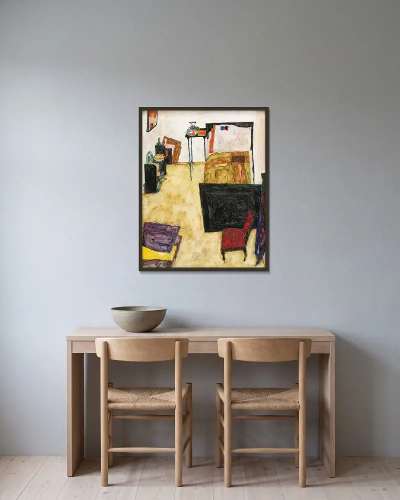 Mój salon (Pokój artysty w Neulengbach), Egon Schiele w ramie na ścianie