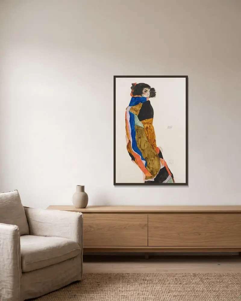 Moa, Egon Schiele v rámu na stěně