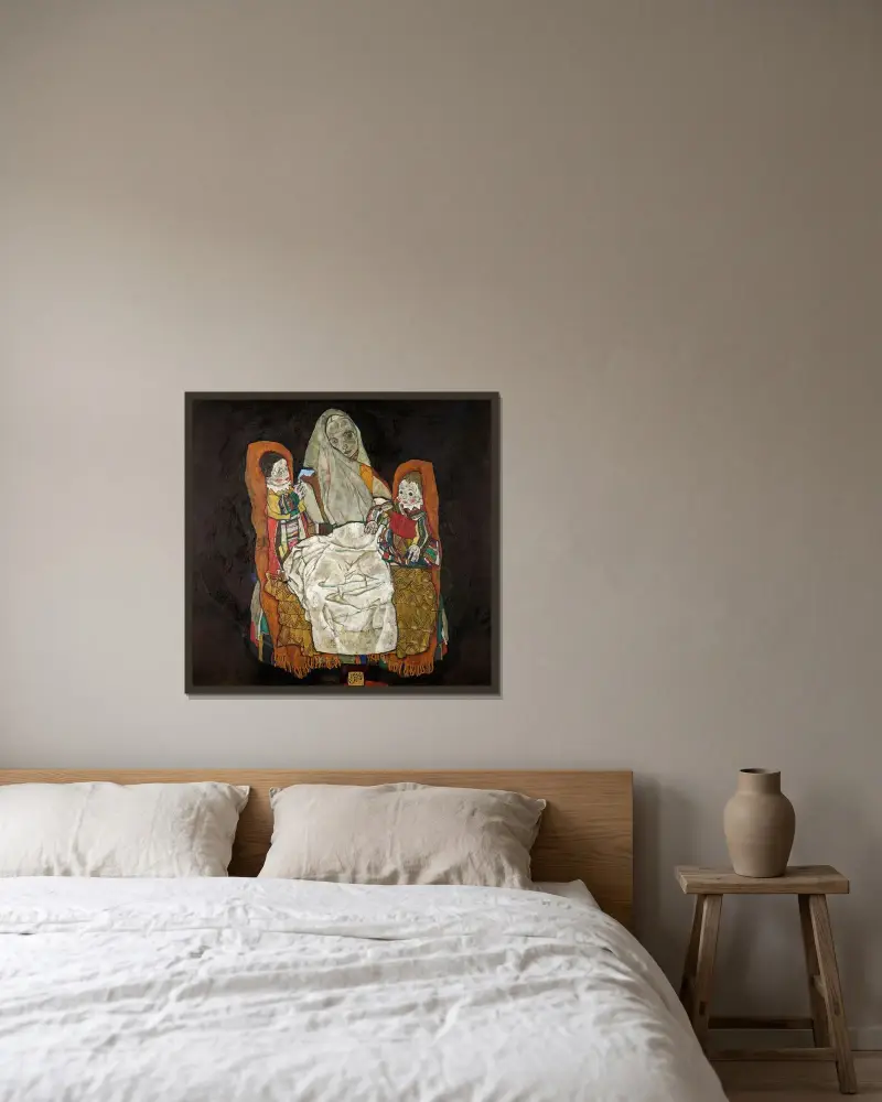 Mutter mit zwei Kindern III av Egon Schiele inramad på en vägg