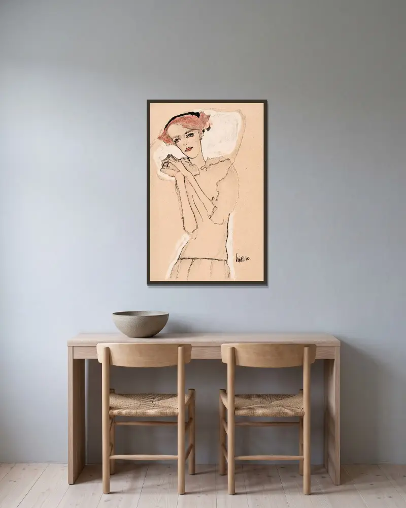 Nr. 288: Porträt einer jungen av Egon Schiele inramad på en vägg