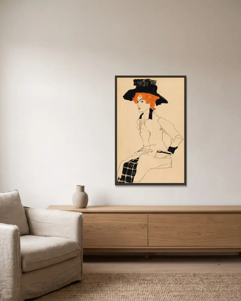 Nr. 289: Damenporträt av Egon Schiele inramad på en vägg