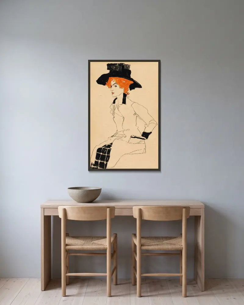 Nr. 289: Damenporträt av Egon Schiele inramad på en vägg