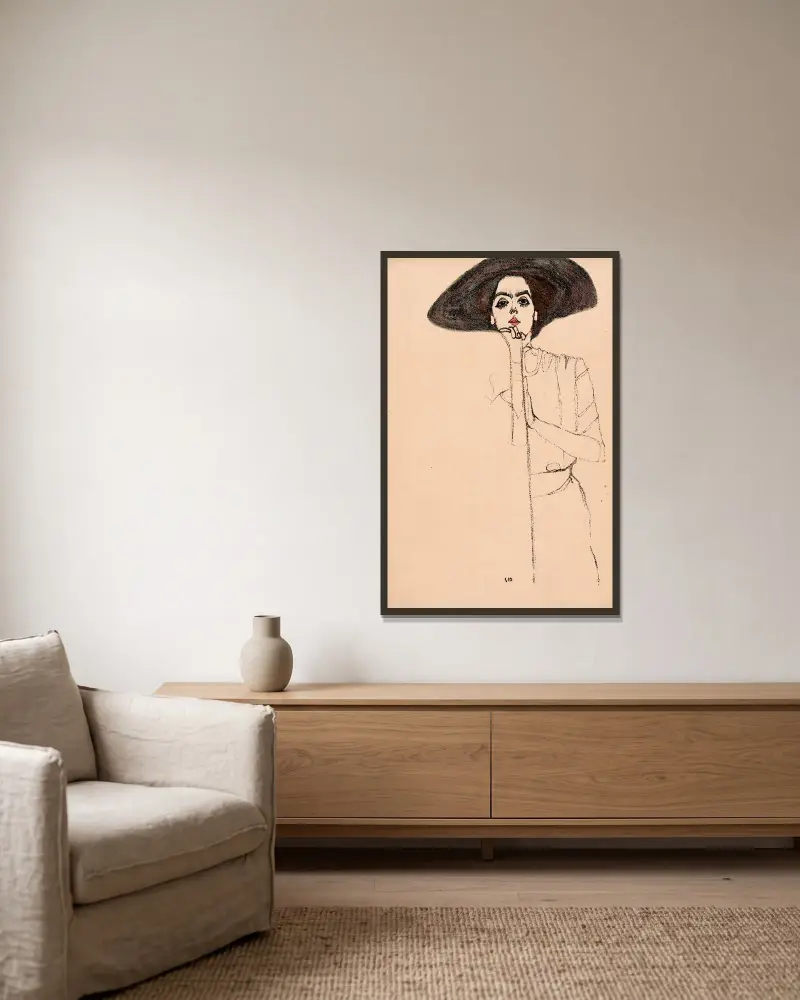 Nr. 290: Damenporträt av Egon Schiele inramad på en vägg