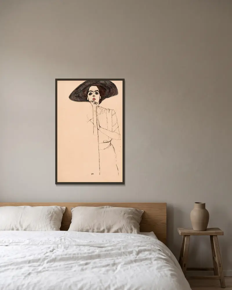 Nr. 290: Damenporträt av Egon Schiele inramad på en vägg