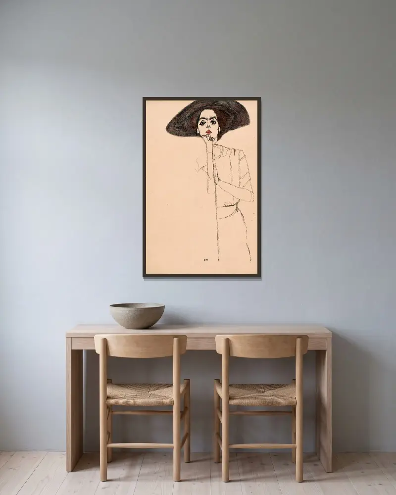 Nr. 290: Damenporträt av Egon Schiele inramad på en vägg