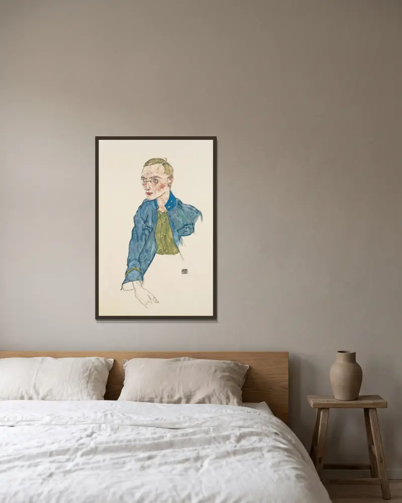 Einjährig-Freiwilliger Korporal von Egon Schiele gerahmt an einer Wand