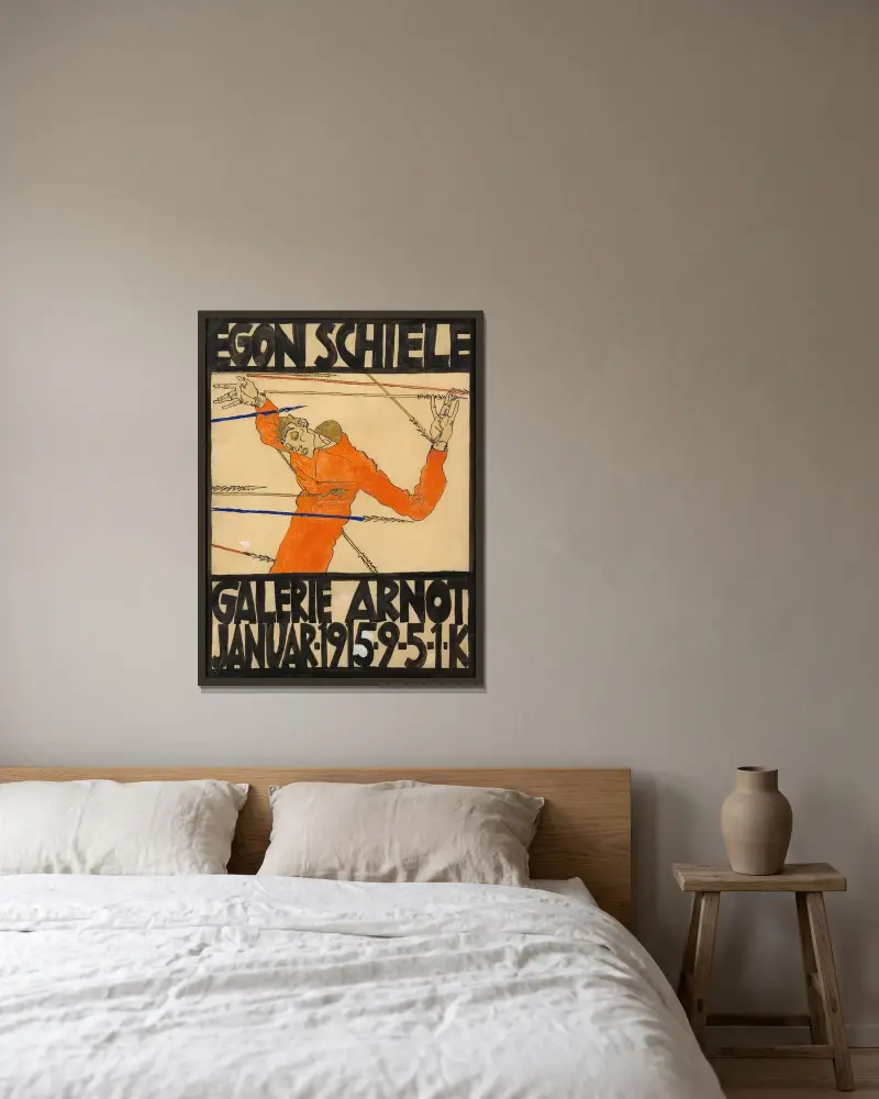 Plakat der Schiele-Ausstellung in der Galerie Arnot av Egon Schiele inramad på en vägg