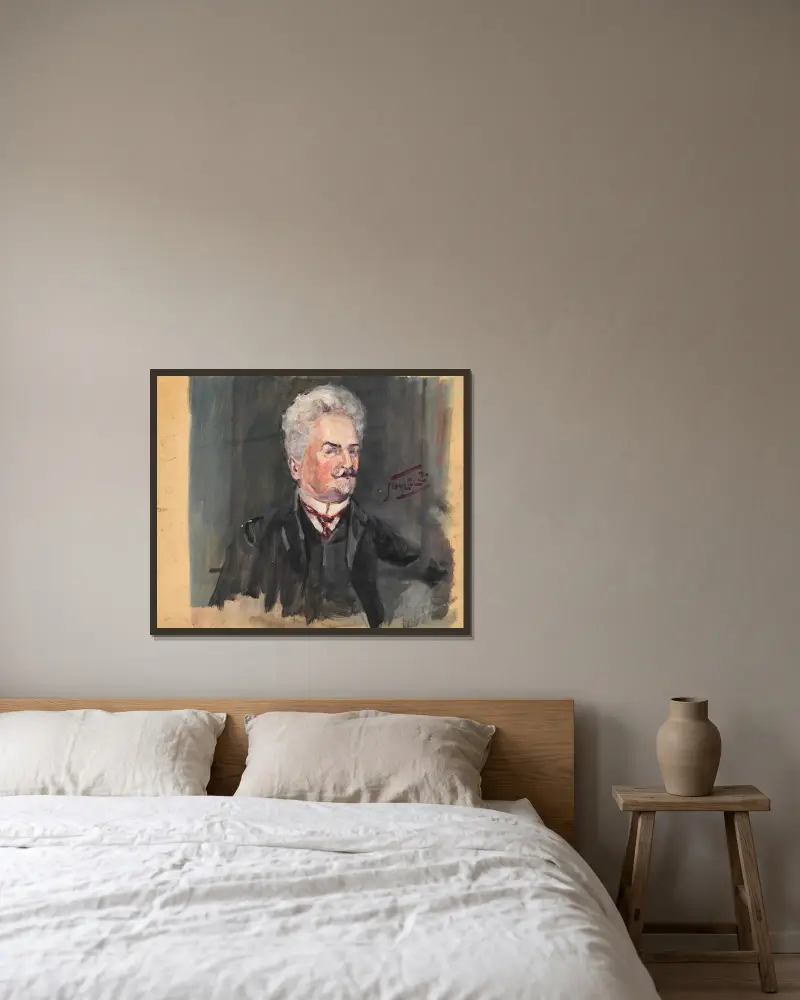 Porträt Leopold Czihaczek, 1907 av Egon Schiele inramad på en vägg