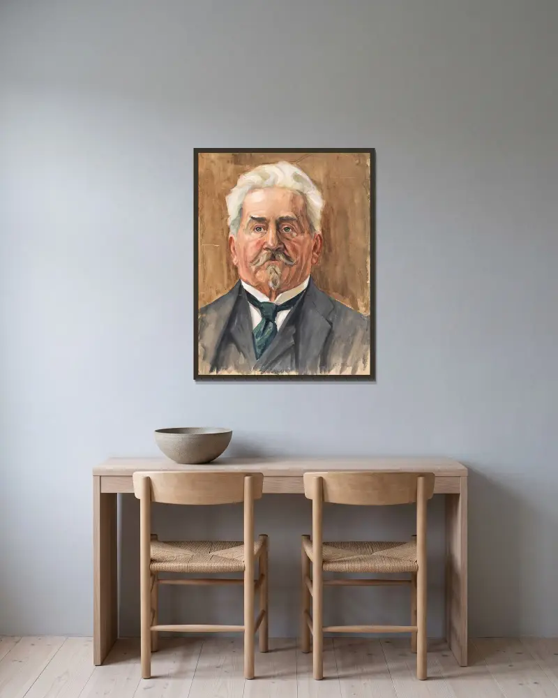 Porträt Leopold Czihaczek, 1912 av Egon Schiele inramad på en vägg