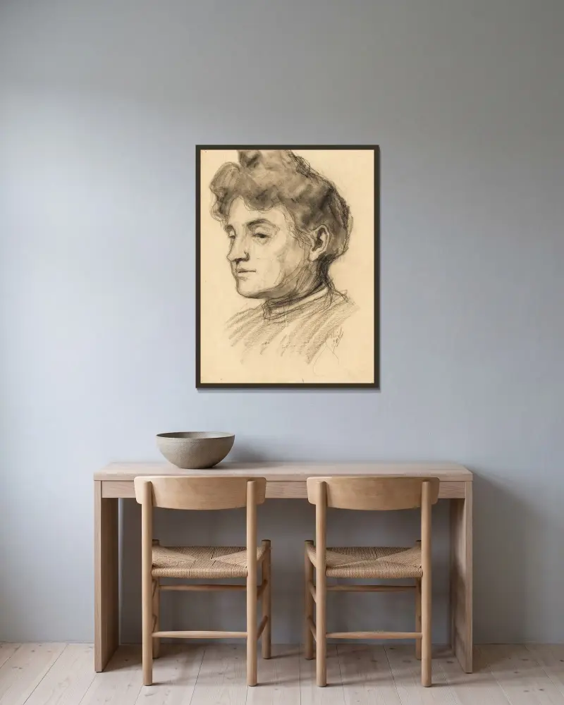 Portret Marie Schiele, Egon Schiele w ramie na ścianie