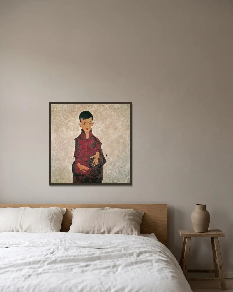 Portrét Herberta Reinera, Egon Schiele v rámu na stěně