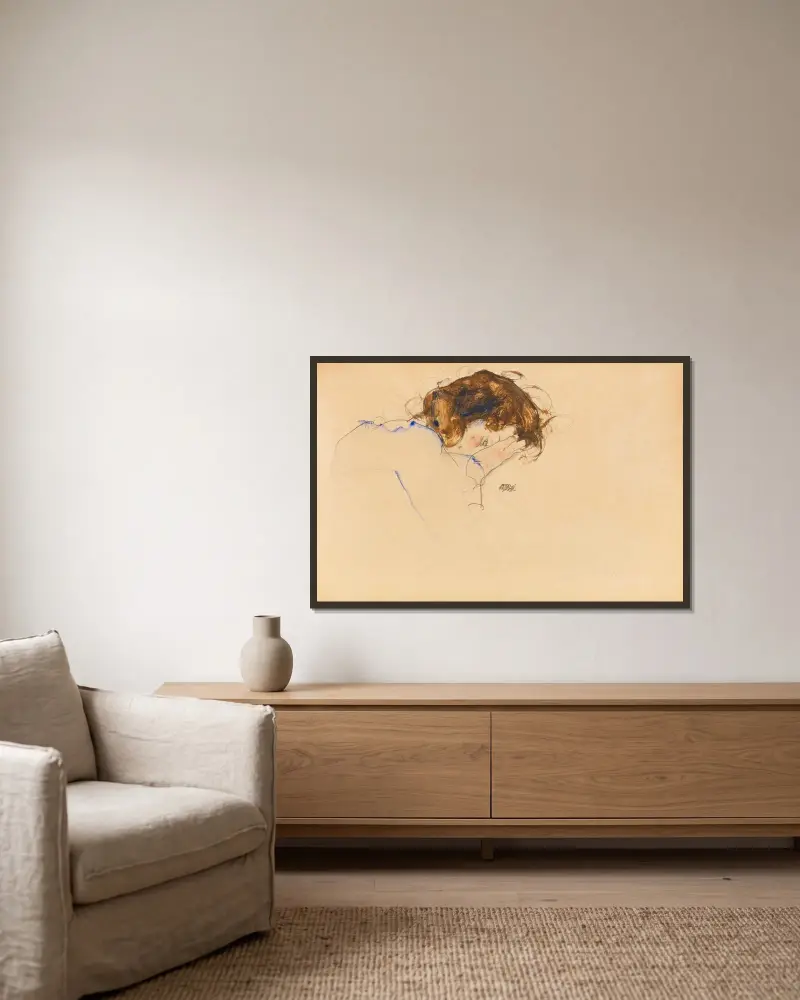 Spící, Egon Schiele v rámu na stěně