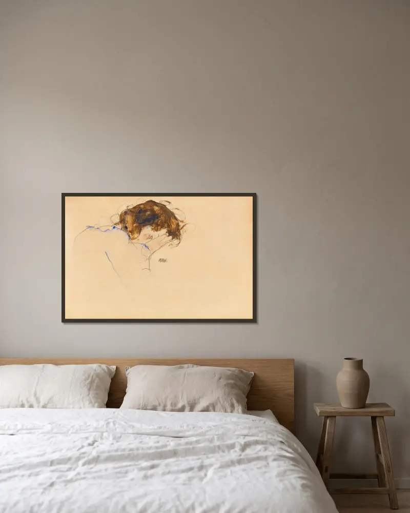 Spící, Egon Schiele v rámu na stěně