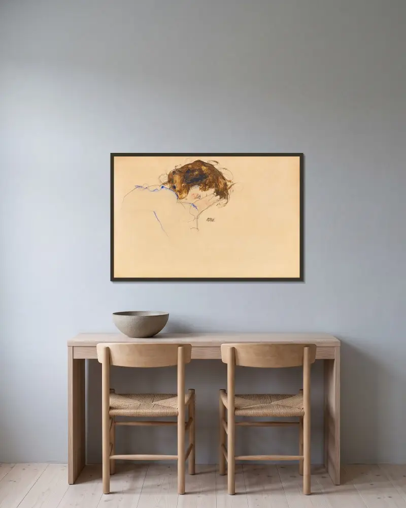 Spící, Egon Schiele v rámu na stěně