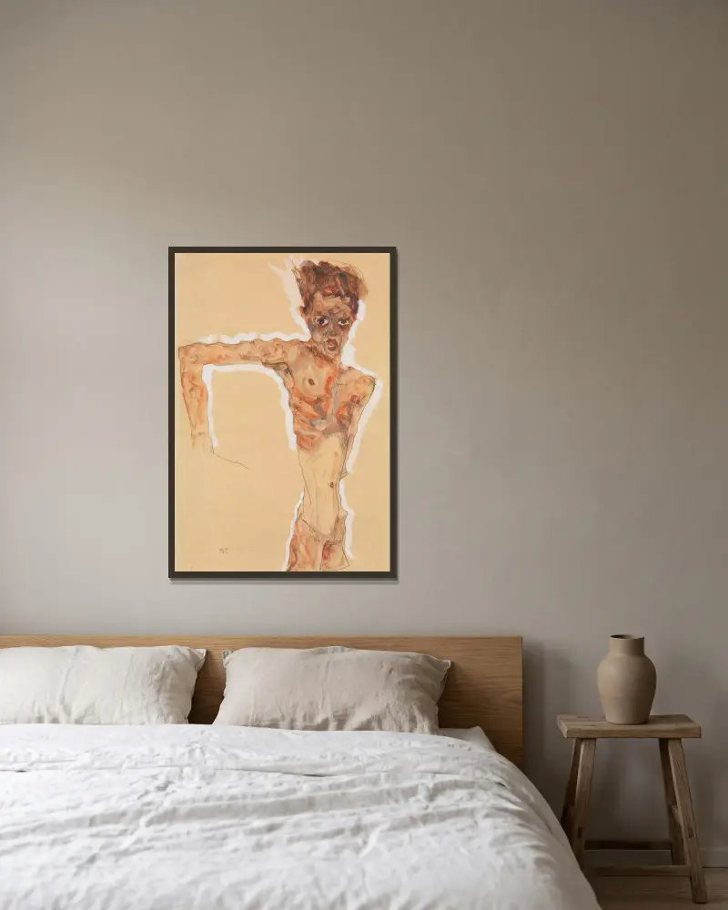 Autoportrét, 1911 – č. 2, Egon Schiele v rámu na stěně
