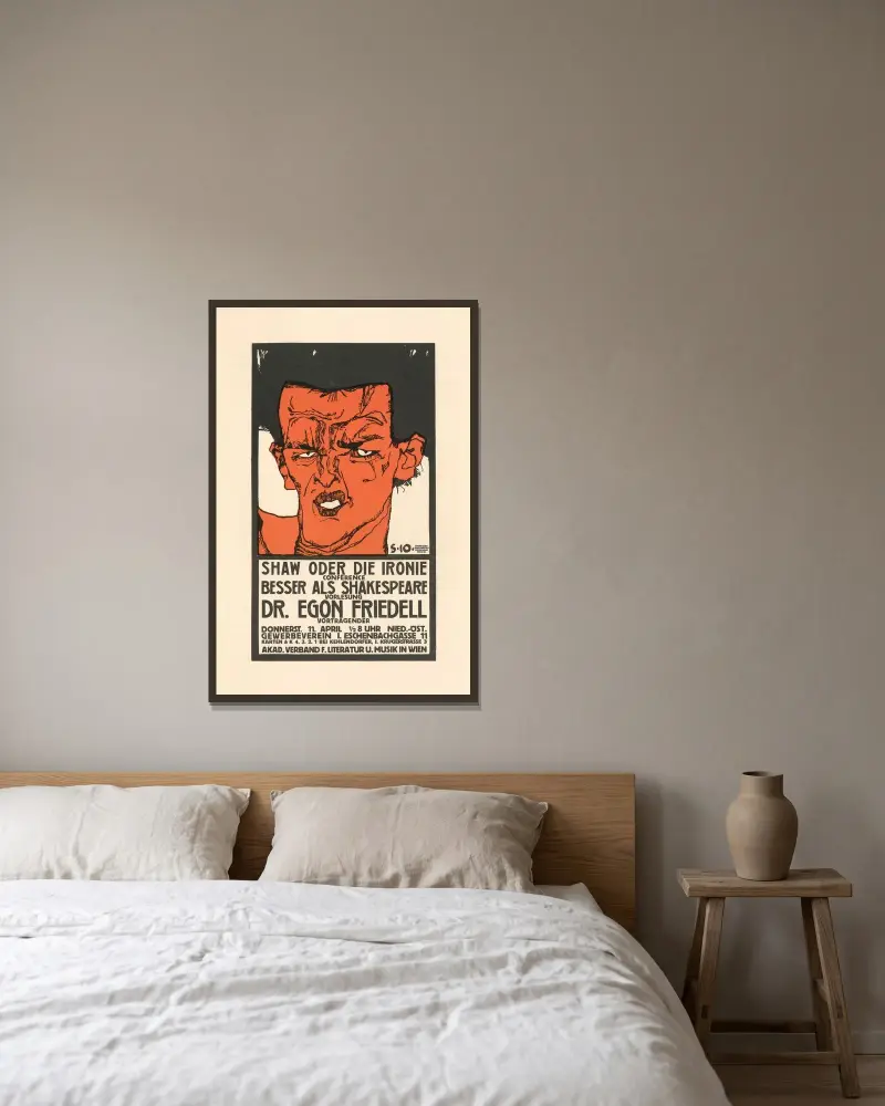 Shaw oder die Ironie, Vorlesung Dr. Egon Friedell av Egon Schiele inramad på en vägg