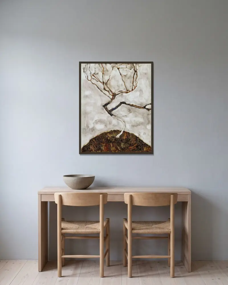 Małe drzewo późną jesienią, Egon Schiele w ramie na ścianie