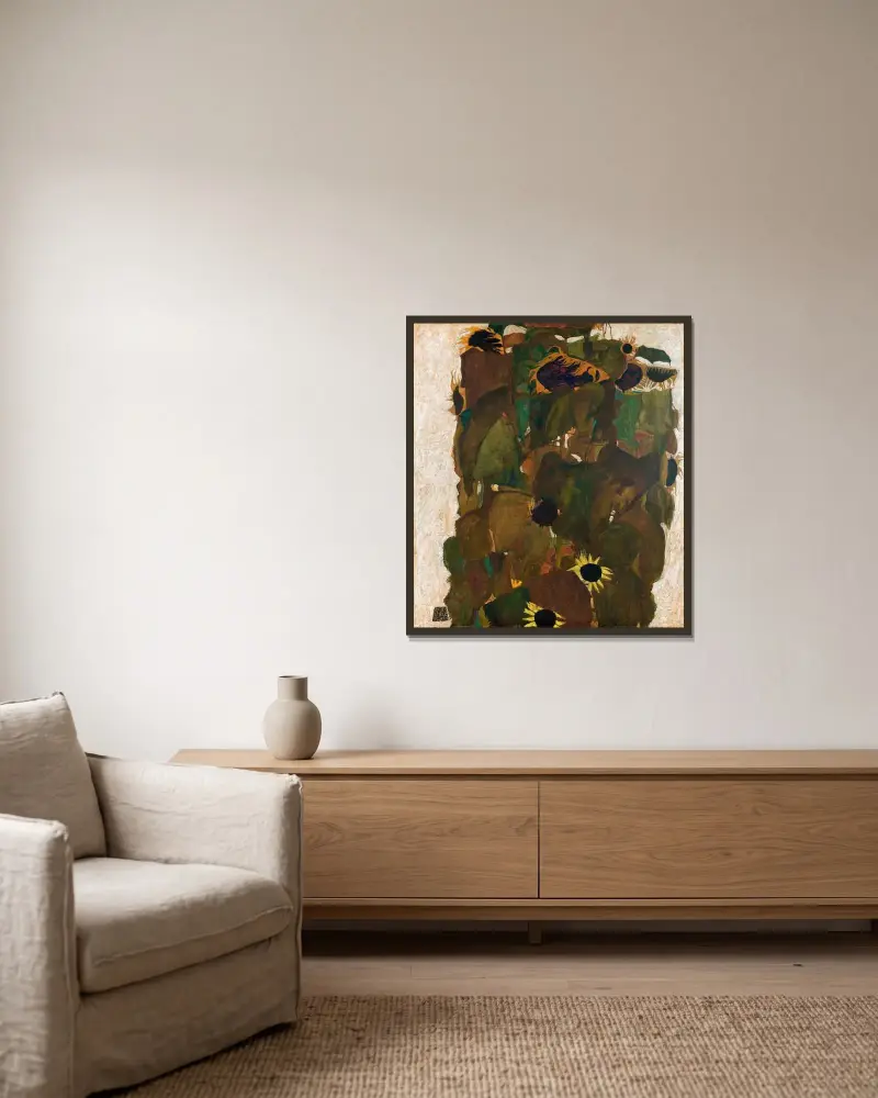 Slunečnice I, Egon Schiele v rámu na stěně