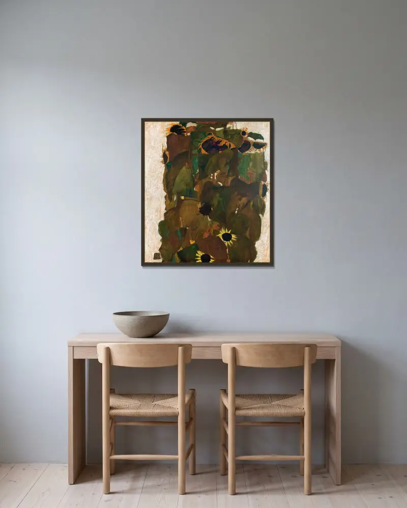 Slunečnice I, Egon Schiele v rámu na stěně