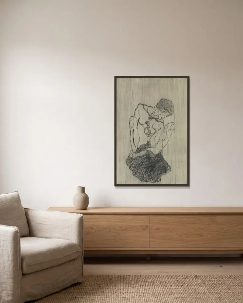 Kummer von Egon Schiele gerahmt an einer Wand