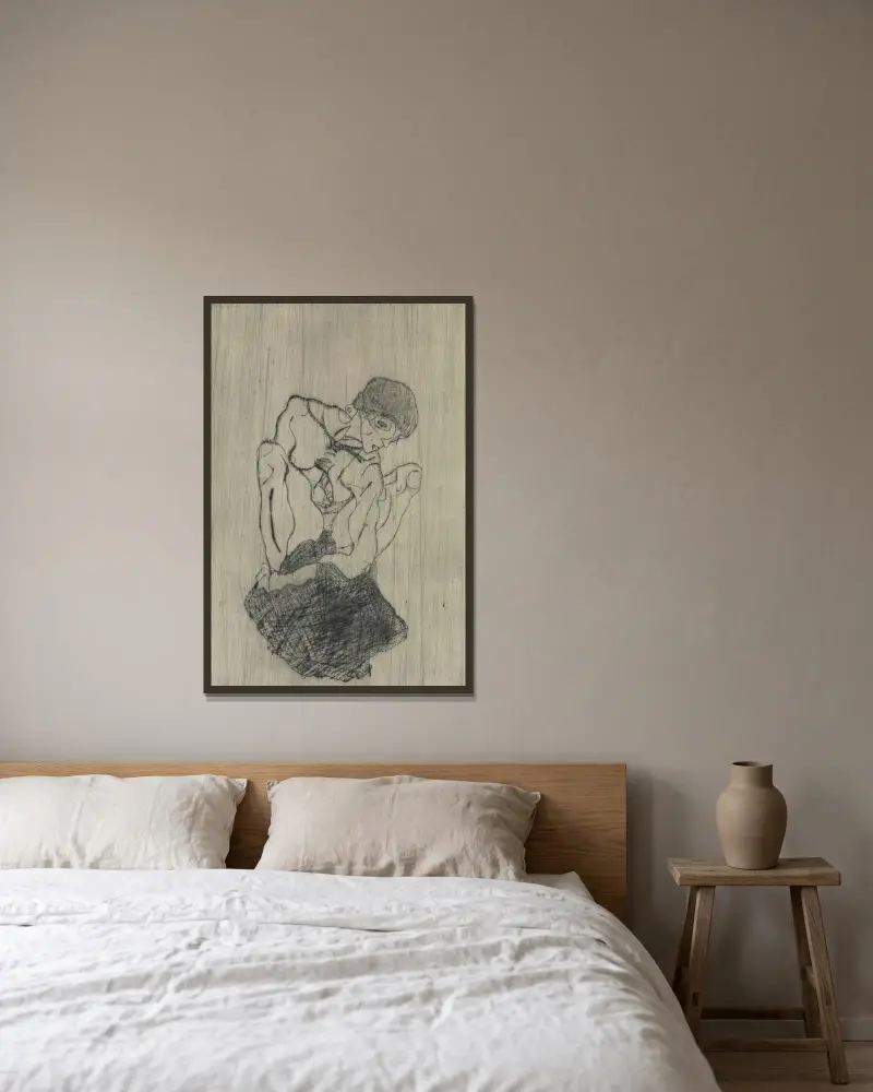 Kummer von Egon Schiele gerahmt an einer Wand