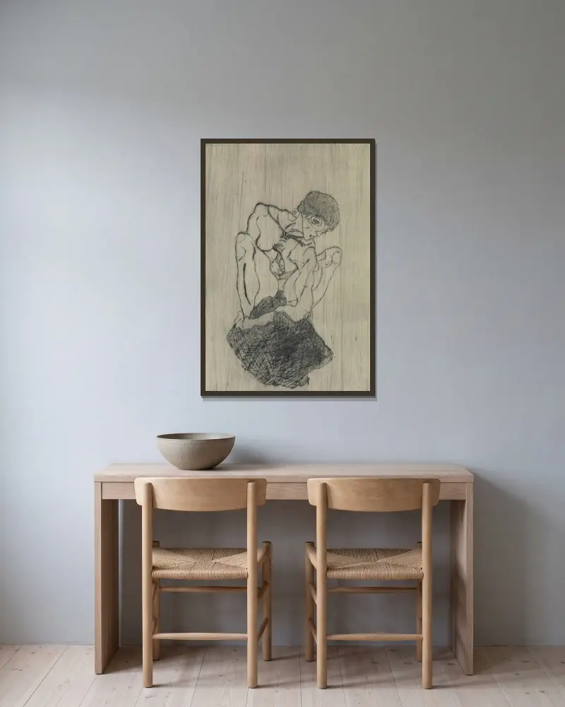 Kummer von Egon Schiele gerahmt an einer Wand