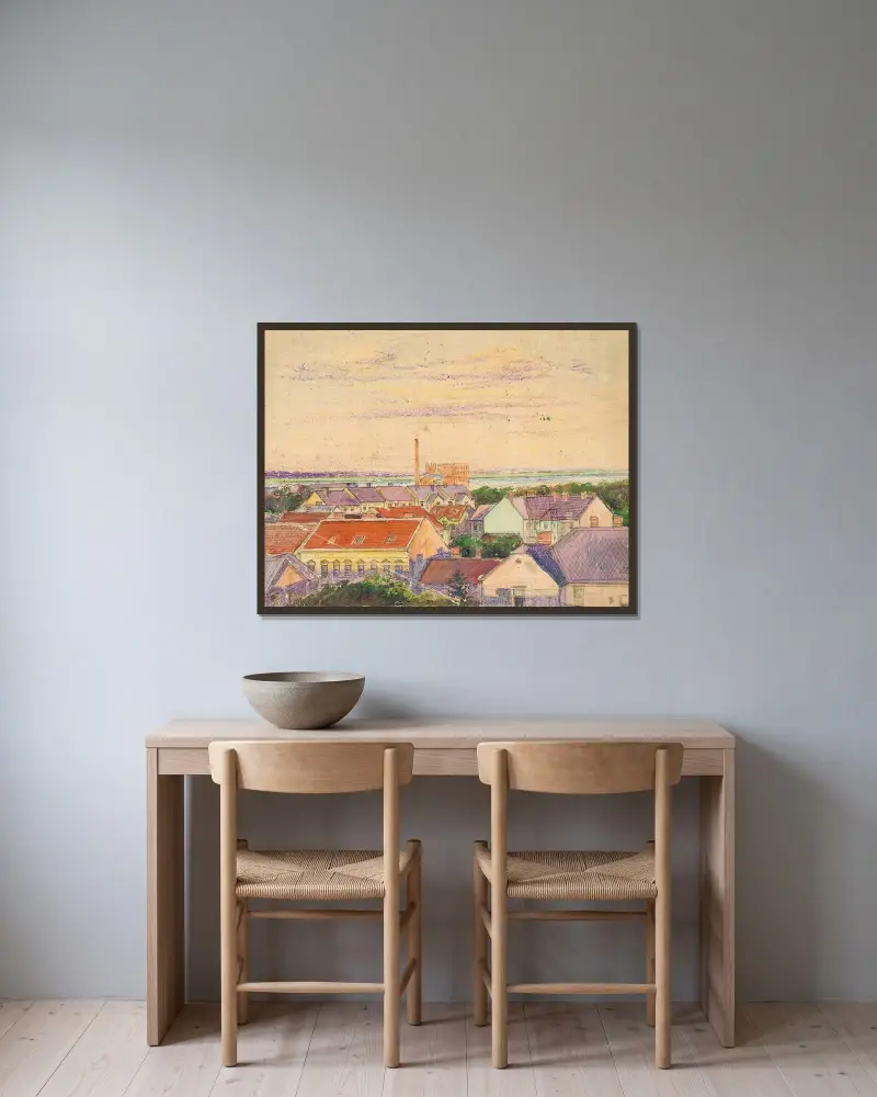 Widok miasta, Egon Schiele w ramie na ścianie