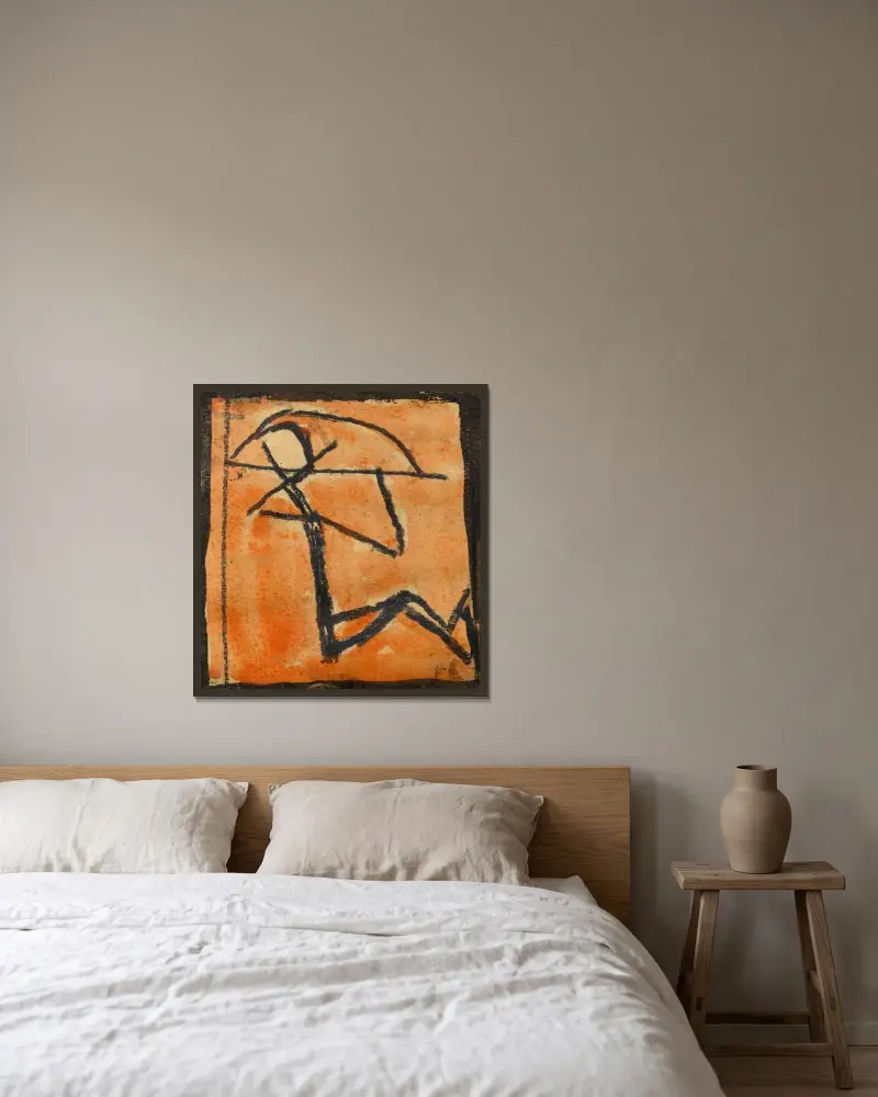 Čmáranice s lukem, Egon Schiele v rámu na stěně