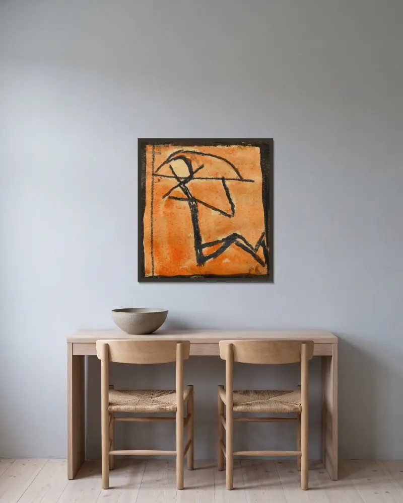 Čmáranice s lukem, Egon Schiele v rámu na stěně