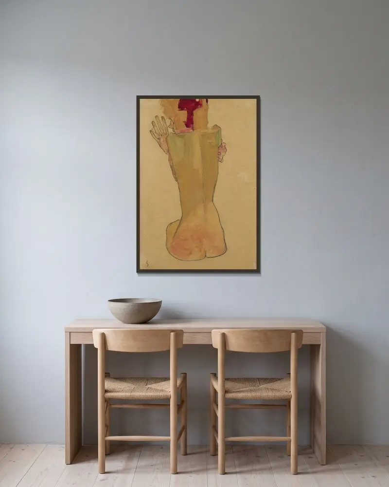 Study of the Artist’s Sister av Egon Schiele inramad på en vägg