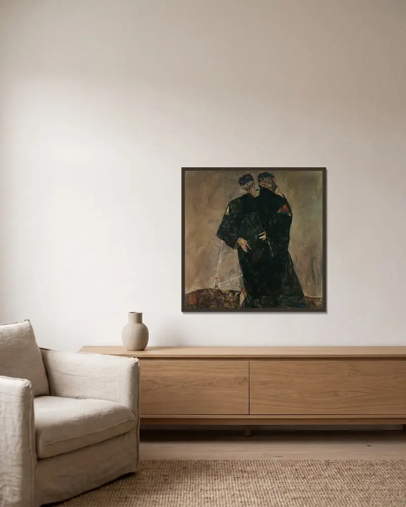 Poustevníci, Egon Schiele v rámu na stěně
