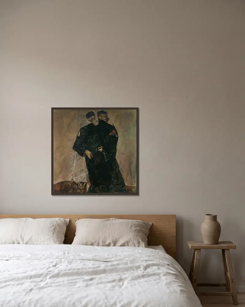 Poustevníci, Egon Schiele v rámu na stěně