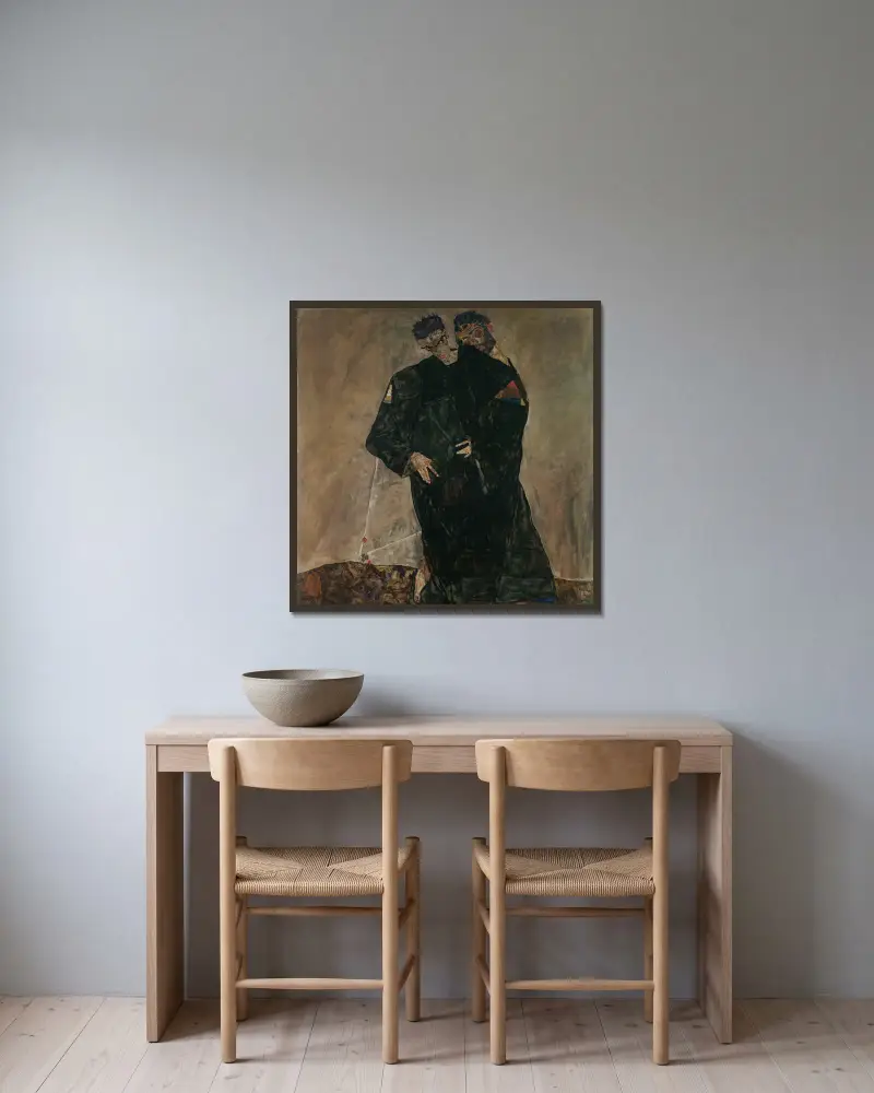 Poustevníci, Egon Schiele v rámu na stěně