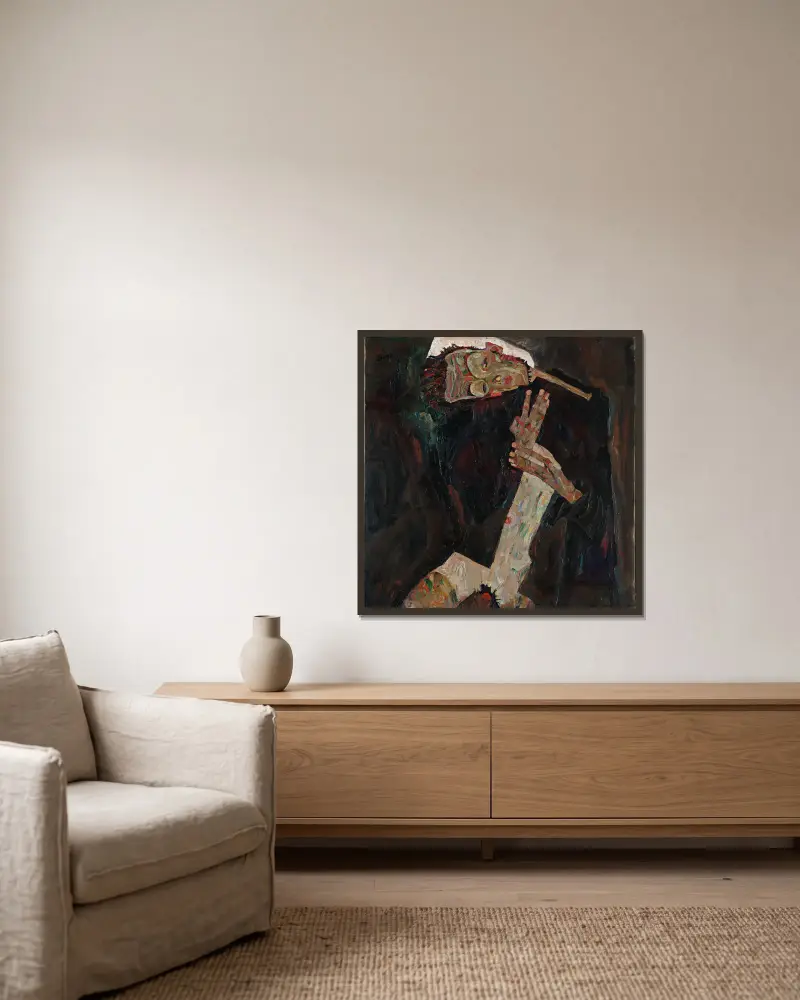 Lyrikern, Egon Schiele v rámu na stěně