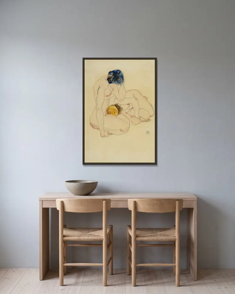 Dva přátelé, Egon Schiele v rámu na stěně