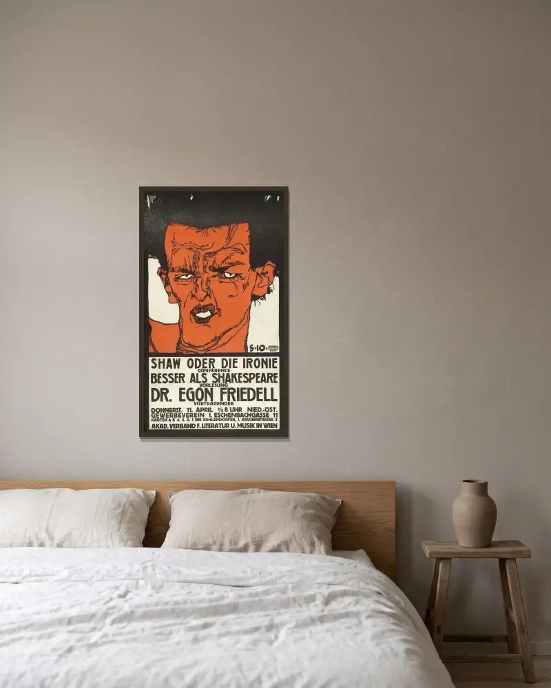 Vorlesung Dr. Egon Friedell. Shaw oder die Ironie av Egon Schiele inramad på en vägg