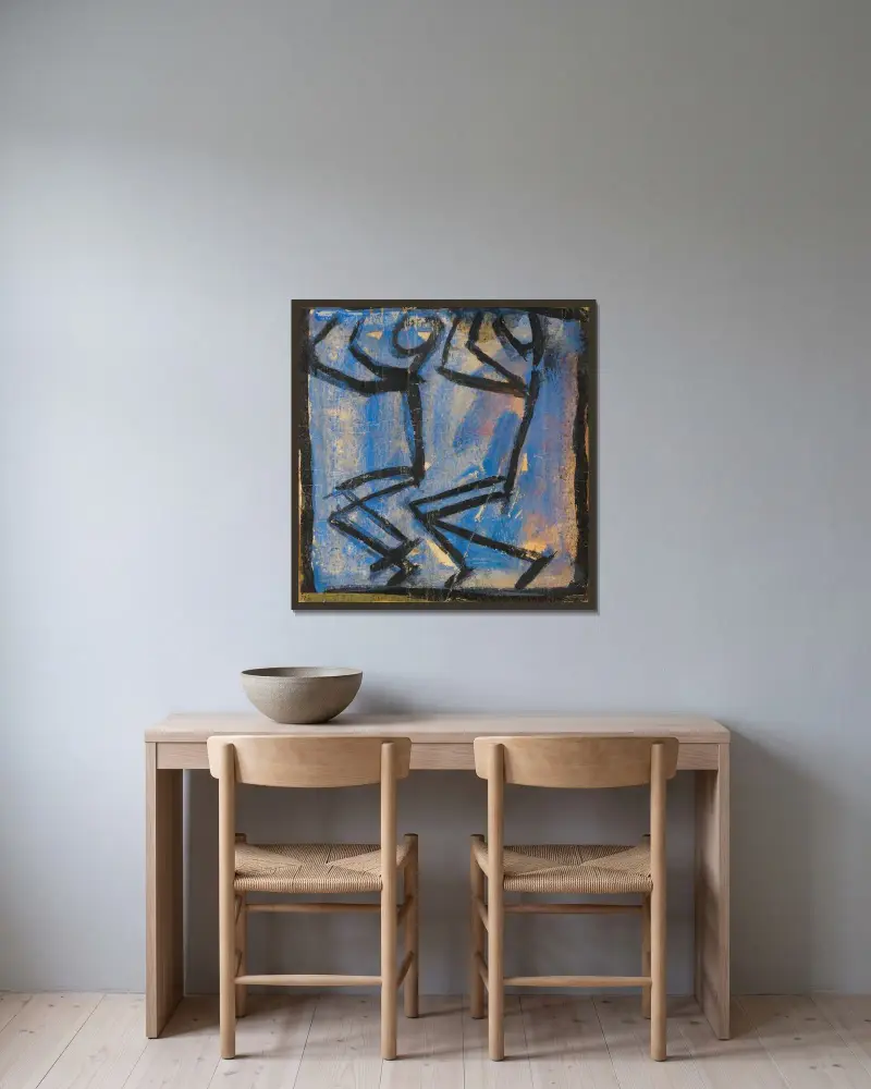 Dvě čmáranice, Egon Schiele v rámu na stěně