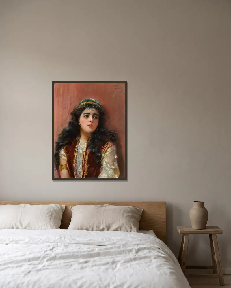 Turkish Girl av Konstantin Egorovich Makovsky inramad på en vägg