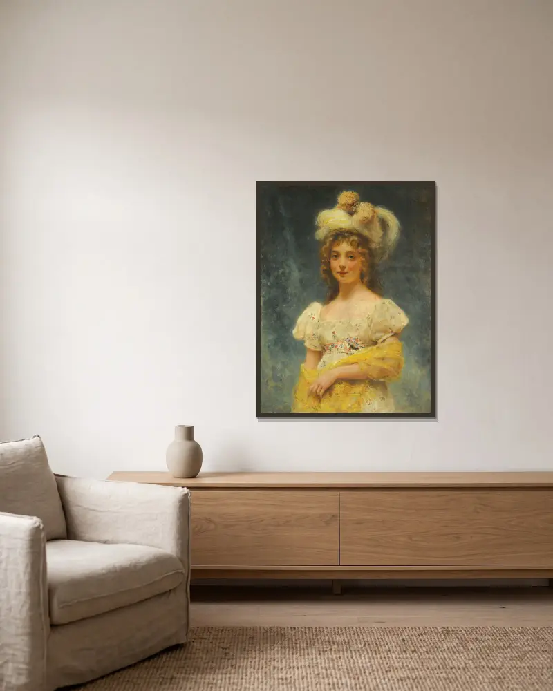 Żółty szal, Konstantin Egorovich Makovsky w ramie na ścianie