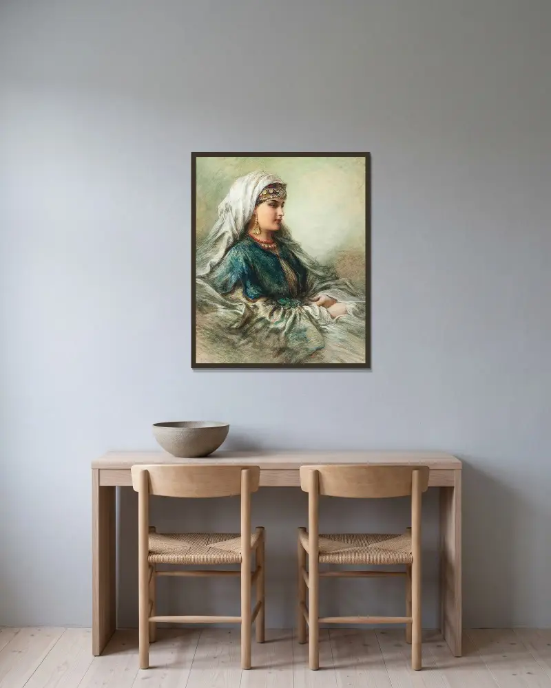 Arabian Beauty av Egron Lundgren inramad på en vägg
