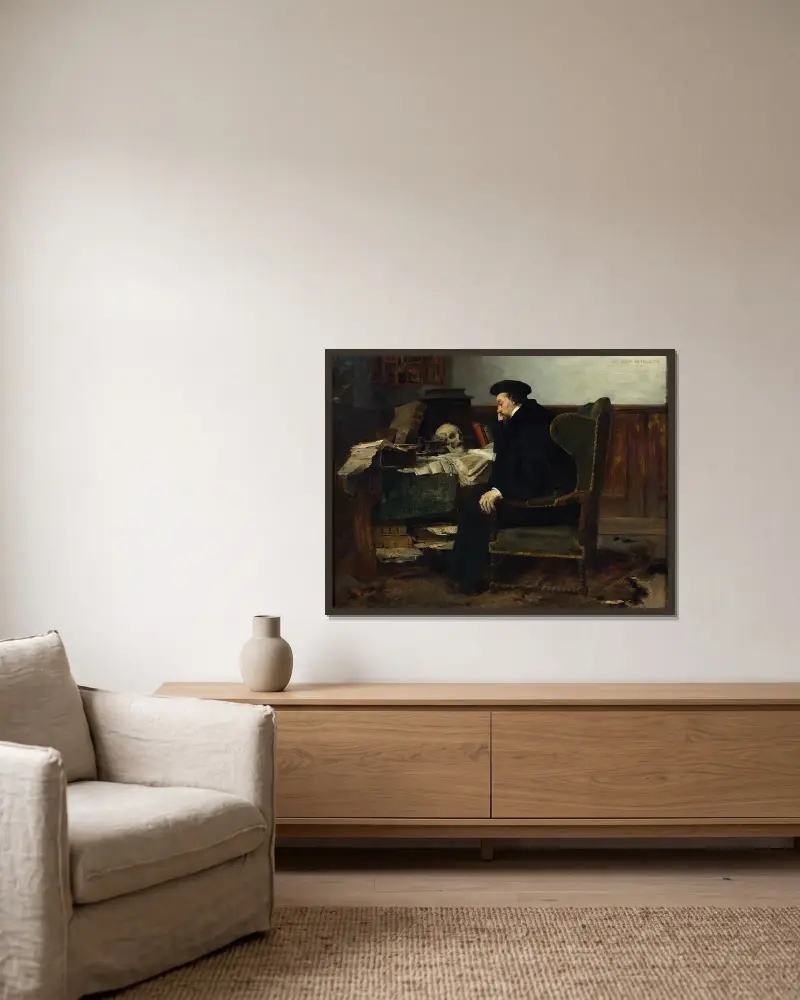 In seine Studien vertieft von Eilif Peterssen gerahmt an einer Wand