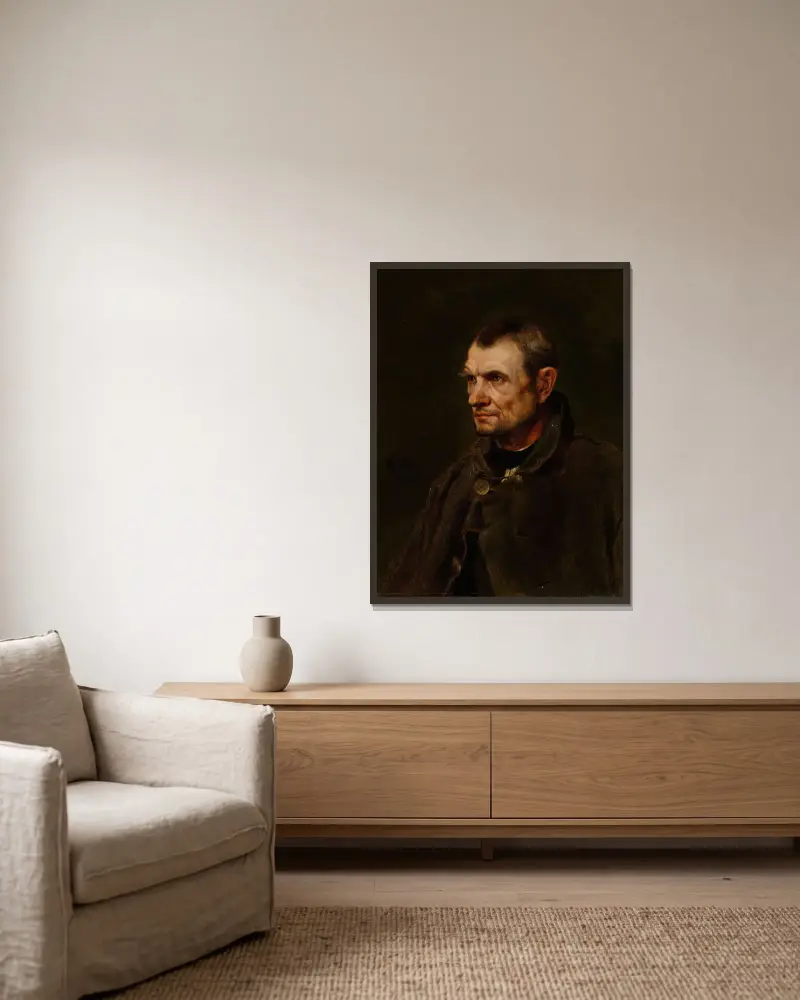 Figure Study of the Farmer Florian Killian av Eilif Peterssen inramad på en vägg