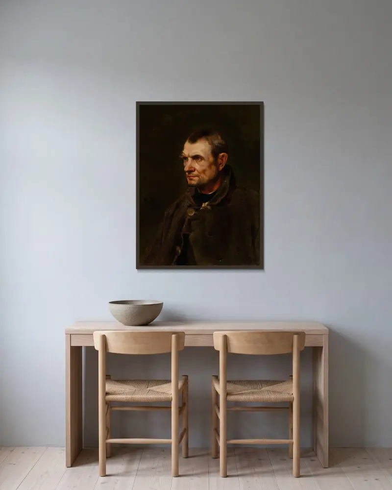 Figure Study of the Farmer Florian Killian av Eilif Peterssen inramad på en vägg
