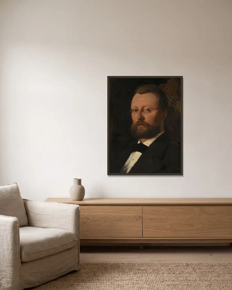 Portrait of the Painter Christian Meyer Ross av Eilif Peterssen inramad på en vägg