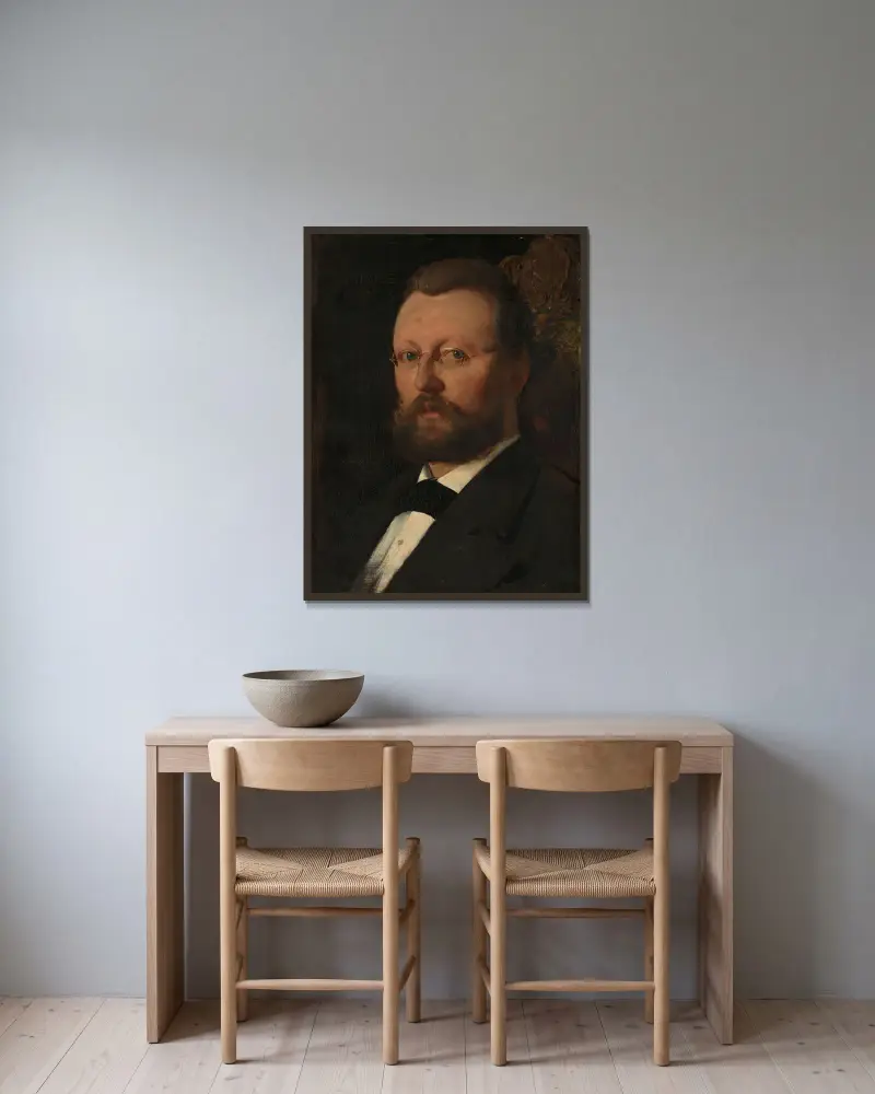 Portrait of the Painter Christian Meyer Ross av Eilif Peterssen inramad på en vägg